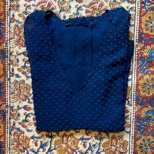 JENNI KAYNE SILK SWISS DOT NAVY TANK